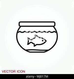 Aquarium fish vector icon. Flat aquarium fish icon for your design. Stock Vector