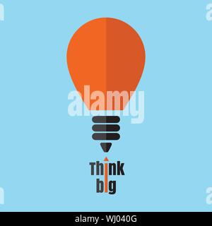 Think big light bulb vector icon. Stock Vector