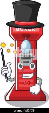 Magician boxing game machine in cartoon shape Stock Vector