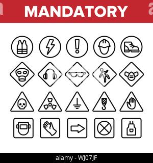 Collection Mandatory Signs Marks Vector Icons Set Stock Vector