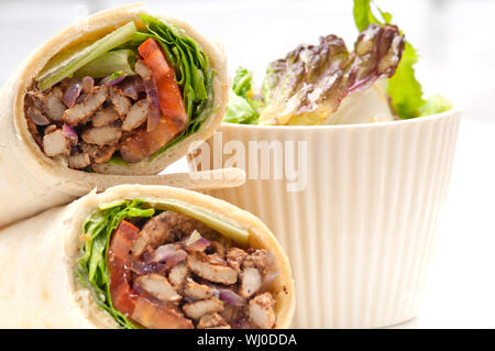 kafta shawarma chicken pita wrap roll sandwich traditional arab mid east food Stock Photo