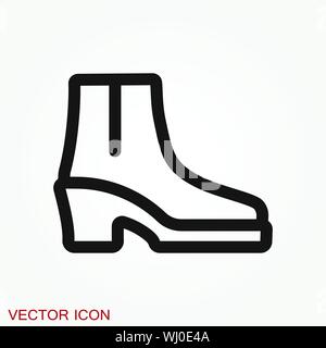 Boot vector icon, high shoe icon, working boot icon Stock Vector