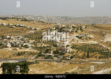 Israel, West Bank, Palestinian Village in the Judaea desert, as seen from Herodion a castle fortress built by King Herod 20 B.C.E. Stock Photo