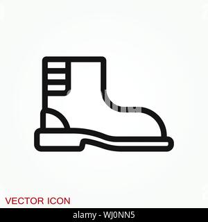 Boot vector icon, high shoe icon, working boot icon Stock Vector