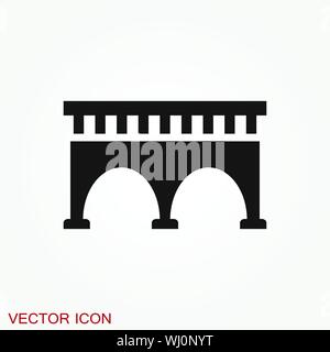 Bridge icon in flat style. Road business concept. Stock Vector
