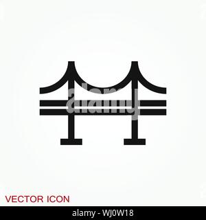 Bridge icon in flat style. Road business concept. Stock Vector
