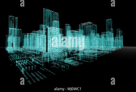 3d abstract architecture concept.Binary Language Stock Photo