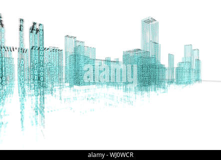 3d abstract architecture concept.Binary Language Stock Photo