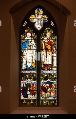 Stained glass windows by Edward Burne-Jones in Sheepy Magna church, Leicestershire Stock Photo