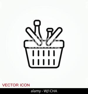 Shopping bag icon vector. Flat design style. Stock Vector