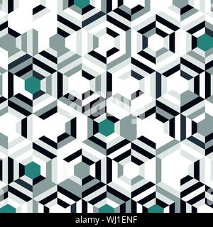 Abstract blue color hexagon pattern design of minimal decoration background. You can use for ad, poster, artwork, template design. illustration vector Stock Vector