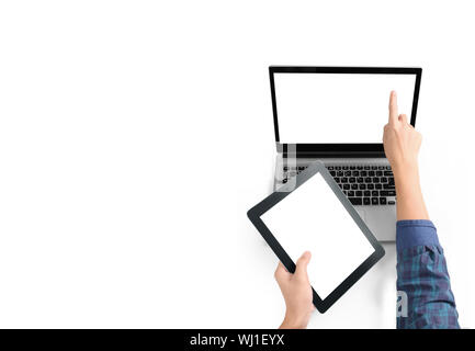 Businessman using digital tablet in a hand Stock Photo