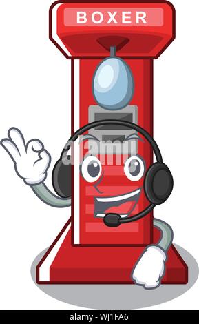 With headphone boxing game machine in cartoon shape Stock Vector