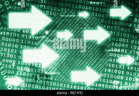 Binary Data Stream with Arrows on Digital Abstract Stock Photo