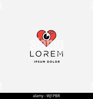 Camera Love Logo Template Vector Design Stock Vector