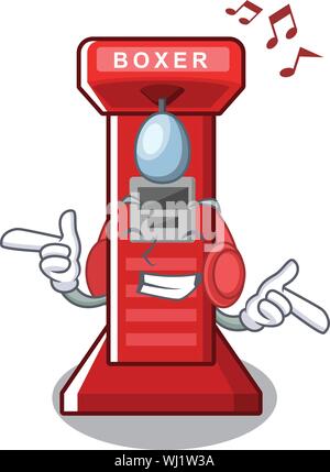 Listening music boxing game machine in the character Stock Vector