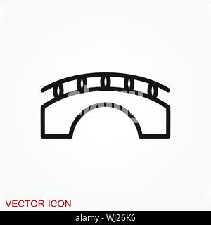 Bridge icon in flat style. Road business concept. Stock Vector