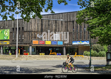 View, Outside, Outside, outside view, outside view, Berlin, Germany, FEZ, spare time and recreation centre, main building, main building, wood, wooden Stock Photo