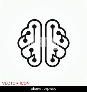 Brain vector icon. Simple illustration isolated on background Stock Vector