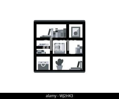Bookcase library office furniture icon vector image Stock Vector