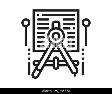 Engineering blueprint icon line isolated on clean background. Engineering blueprint icon concept drawing icon line in modern style. Vector illustratio Stock Vector
