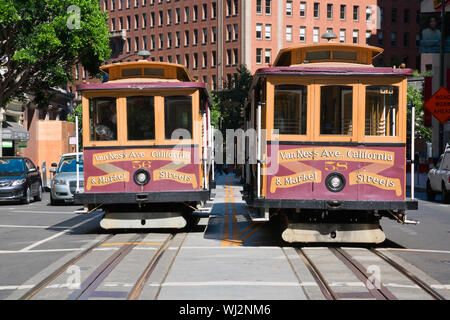 Cable cars in San Francisco Stock Photo