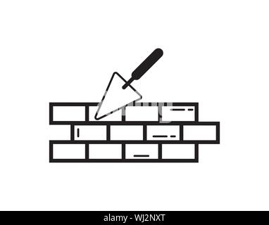 Vector icons brickwork and building trowel Stock Vector