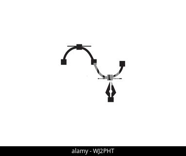 Digital Pen Curve Tool Vector Icon for Graphic Design Editing Software Stock Vector