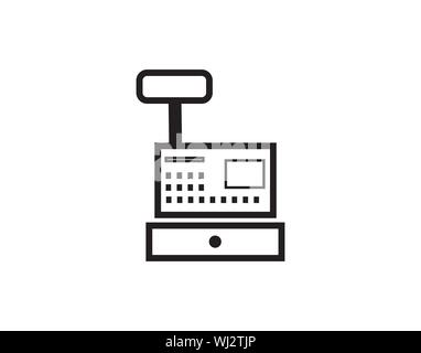Checkout counter line icon concept. Checkout counter flat vector symbol ...