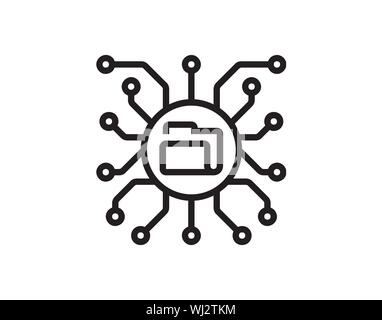 folder connected circuit icon from vector image Stock Vector
