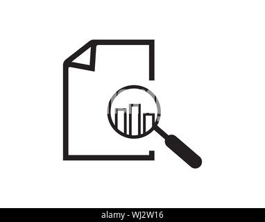 black thin line assessment logo. concept of annual taxes, seo, scrutiny, info list page evaluation, web analytics, service, glass.Vector illustration. Stock Vector