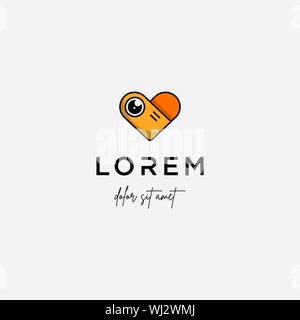 Camera Love Logo Template Vector Design Stock Vector