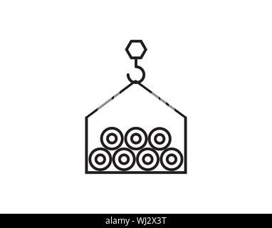 Crane loading barrel vector icon. Stock Vector