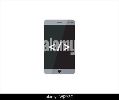 Mobile Coding Smartphone Programming Icon Vector Stock Vector