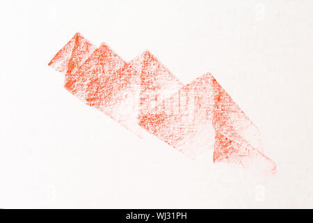 Coral wax crayon and drawing isolated on a white background. various pencil strokes. Hand Drawn Element Stock Photo