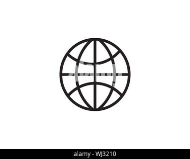 Global Globe World Network Line Icon Vector Stock Vector