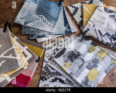 Carpet samples in a fabric store Stock Photo