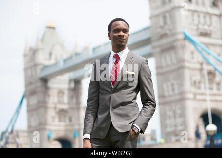 Portrait of African American businessman in London Stock Photo