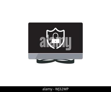 Computer protection. Creative flat illustration and flat design graphic concepts for websites, web banners, web and mobile apps, info graphics. Stock Vector