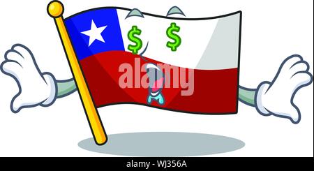 Money eye flag chile with in the character Stock Vector