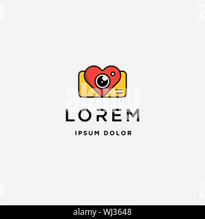 Camera Love Logo Template Vector Design Stock Vector