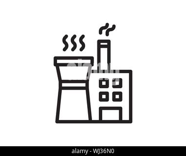 Factory line icon sign on vector image Stock Vector
