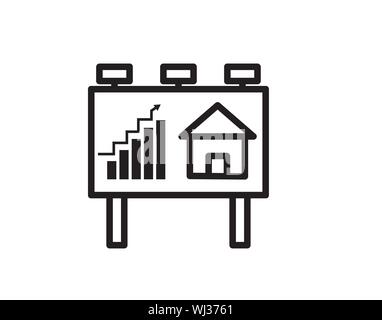 Real Estate Growth Billboard Housing Investment Icon Vector Stock Vector