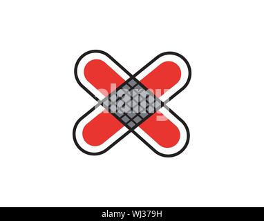 Medical Cross Bandage Plaster First Aid Icon Vector Stock Vector