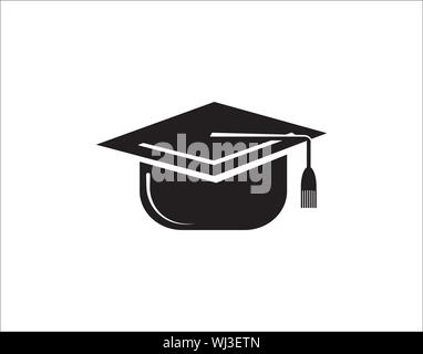 Education icon Isolated on white background. Graduation cap simbol in flat style. Simple abstract place icon in black. Vector illustration Stock Vector