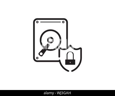 hard disk drive and lock icon isolated on vector image Stock Vector