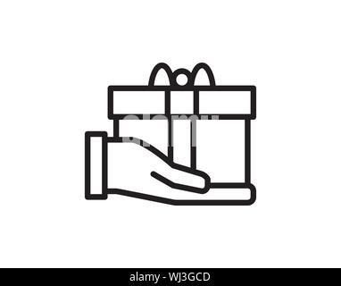 gift on hand web icon. vector design Stock Vector