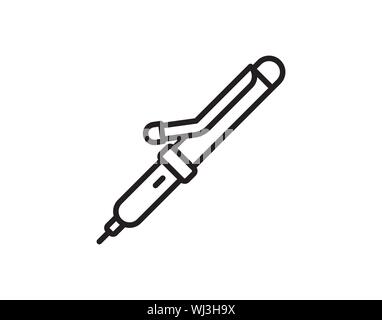 Hair curlers iron line icon. linear style sign for mobile concept and web design. Electric hair curler outline vector icon. Symbol, logo illustration. Stock Vector