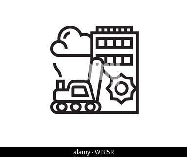 Demolition trailer thin line icon vector image Stock Vector