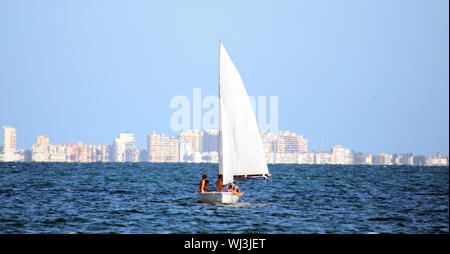 Catamaran ship on the harbor of Barcelona in Spain. 09. 10 